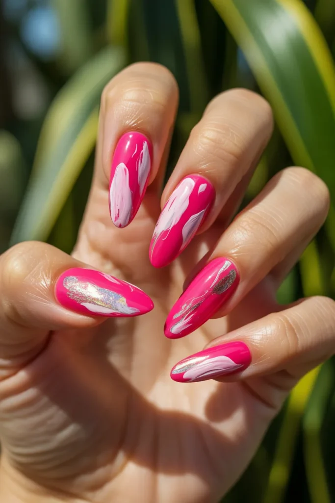 7. Hot Pink Abstract Florals — Maximalist Statement