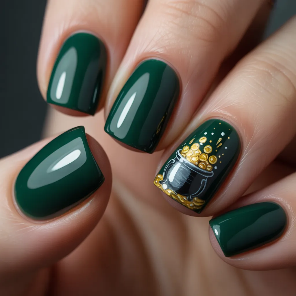 7. Mini Pot of Gold Nails