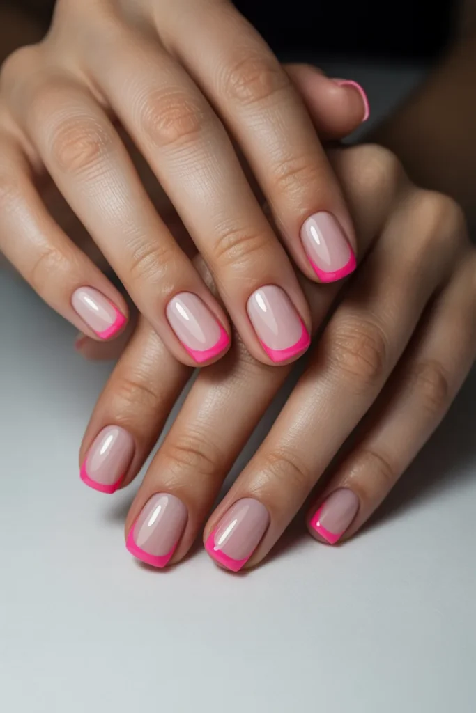 7. Pink Square French Tips 2025