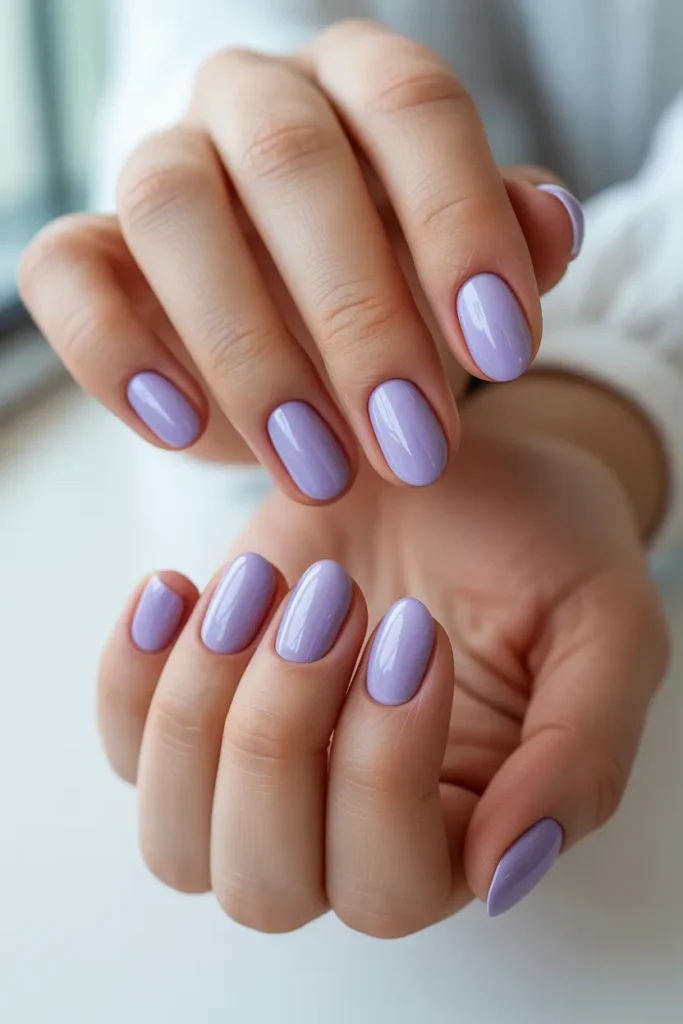 7. Simple Short Easter Nails — Lavender Solid