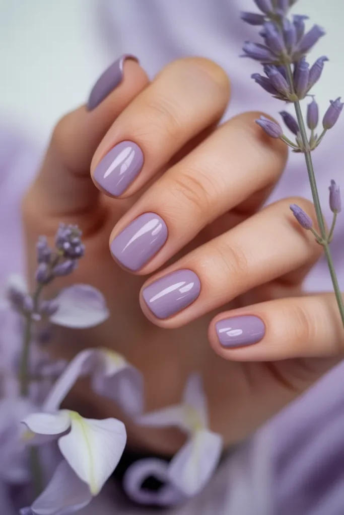 7. Simple Spring Nail Ideas Purple — Lavender Minimalist