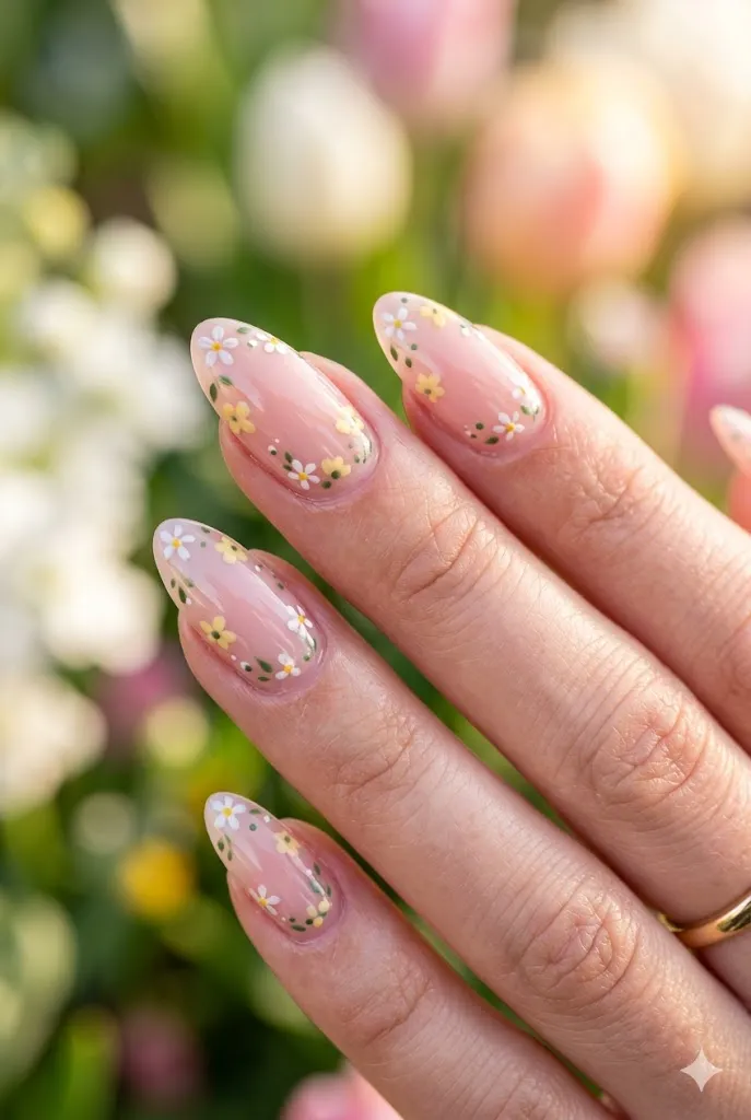 Easter Gel Nails 8 7.Soft Floral Easter Gel Nails