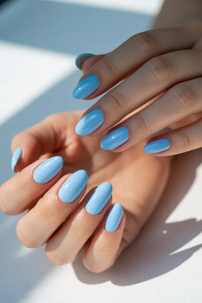 8. Baby Blue Almond Nails