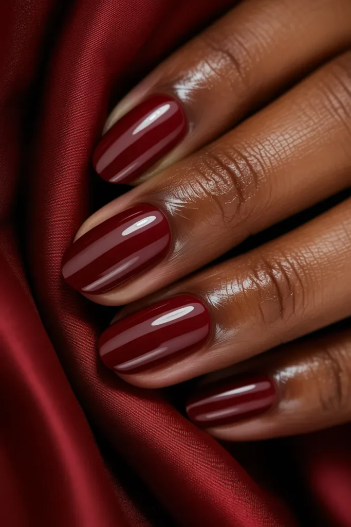8. Dark Red Nails Design — Gorgeous Nails for Deep Skin Tones