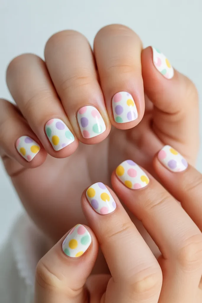 8. Easy Easter Nails for Kids — Colourful Dots