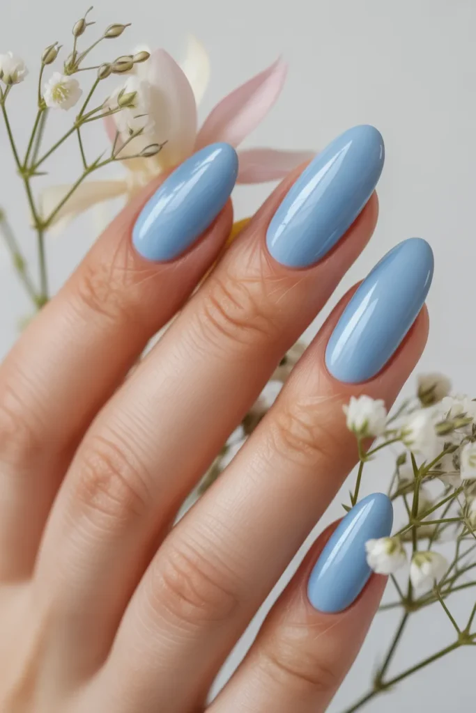 8. Pastel Easter Nails Blue — Sky Gel Almond