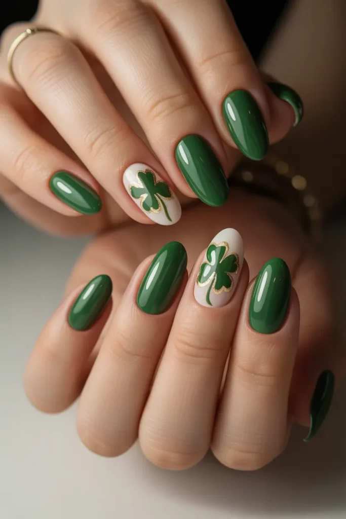 8. Shamrock Nails Almond Shape — Elegant Design