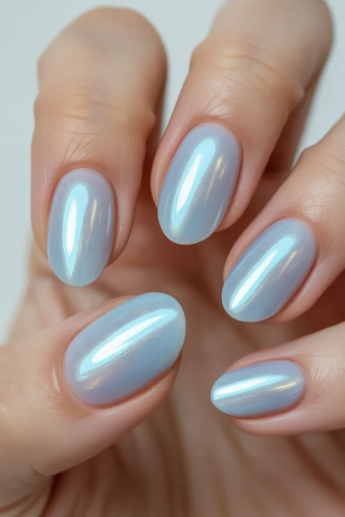8.Ice Blue Glazed Donut Nails