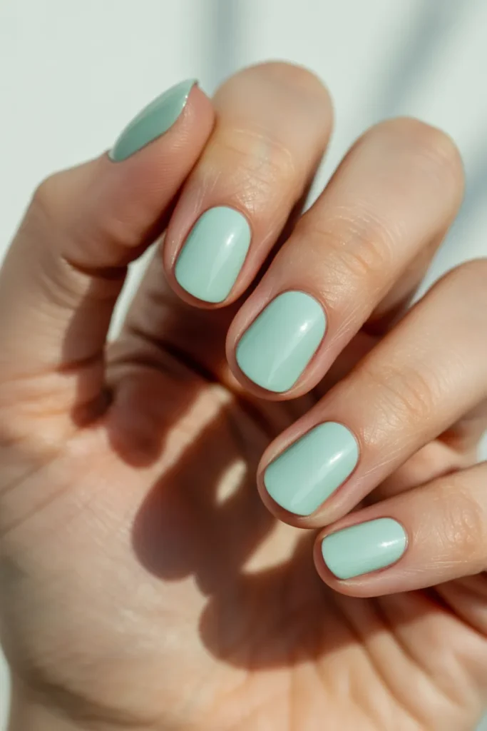 Mint Green Spring Nails 10 9. Cute Mint Green Short Nails — Round Shape