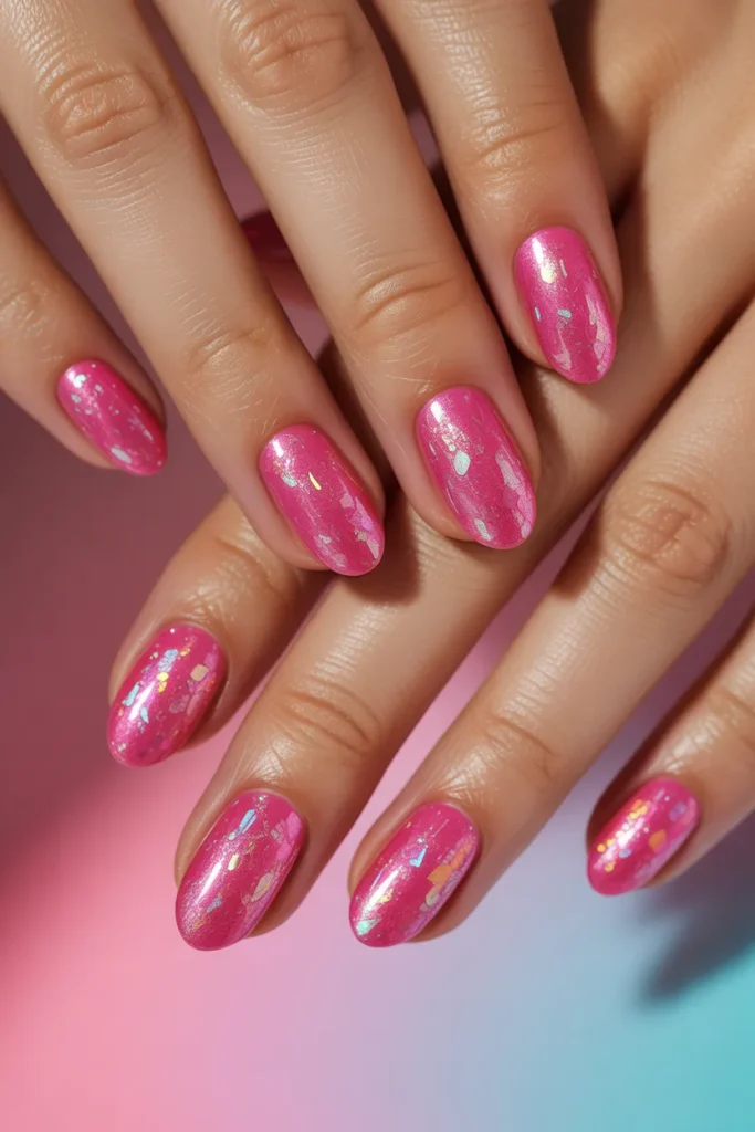 9. Hot Pink Nails with Glitter — Gorgeous Summer Nails