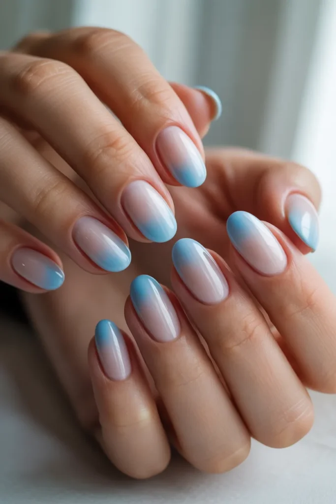 9. Light Blue Ombre Spring Nails
