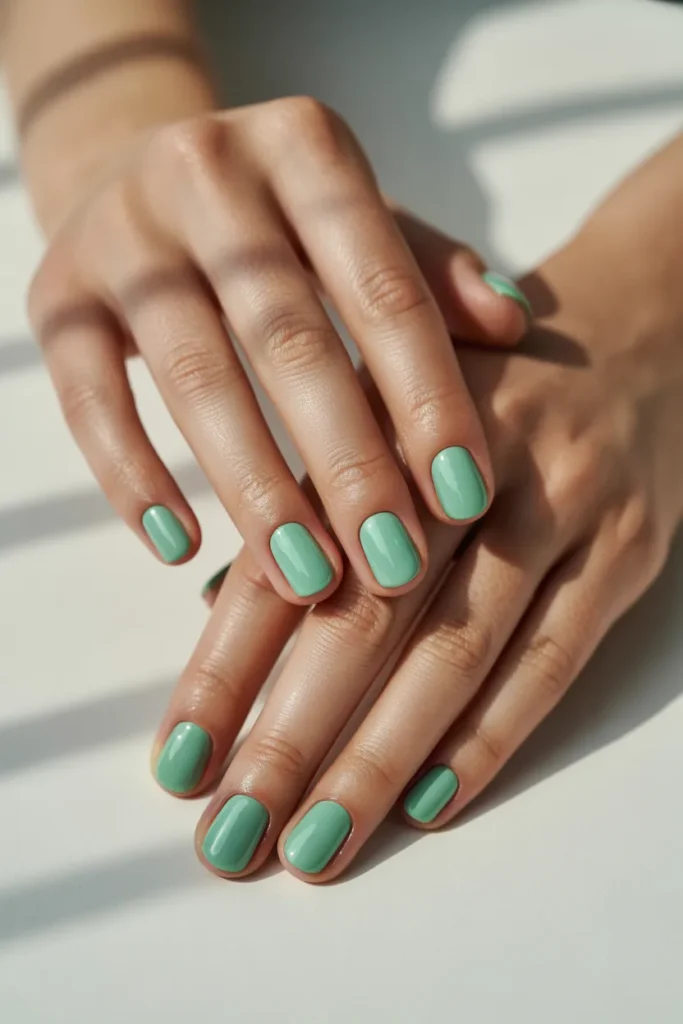 9. Mint Green Short Nails