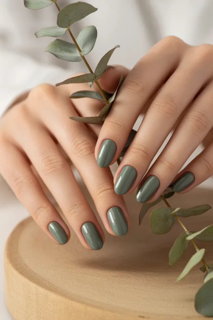 9. Sage Green Dip Nails for Spring