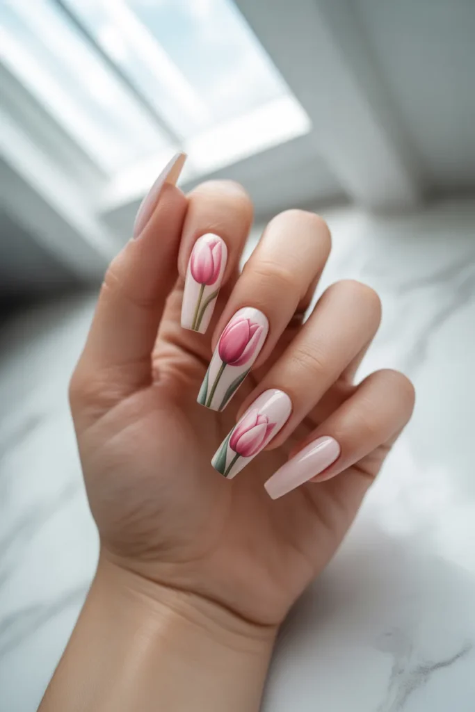 9. Sculptured Acrylic Tulip Set — Full Commitment Spring