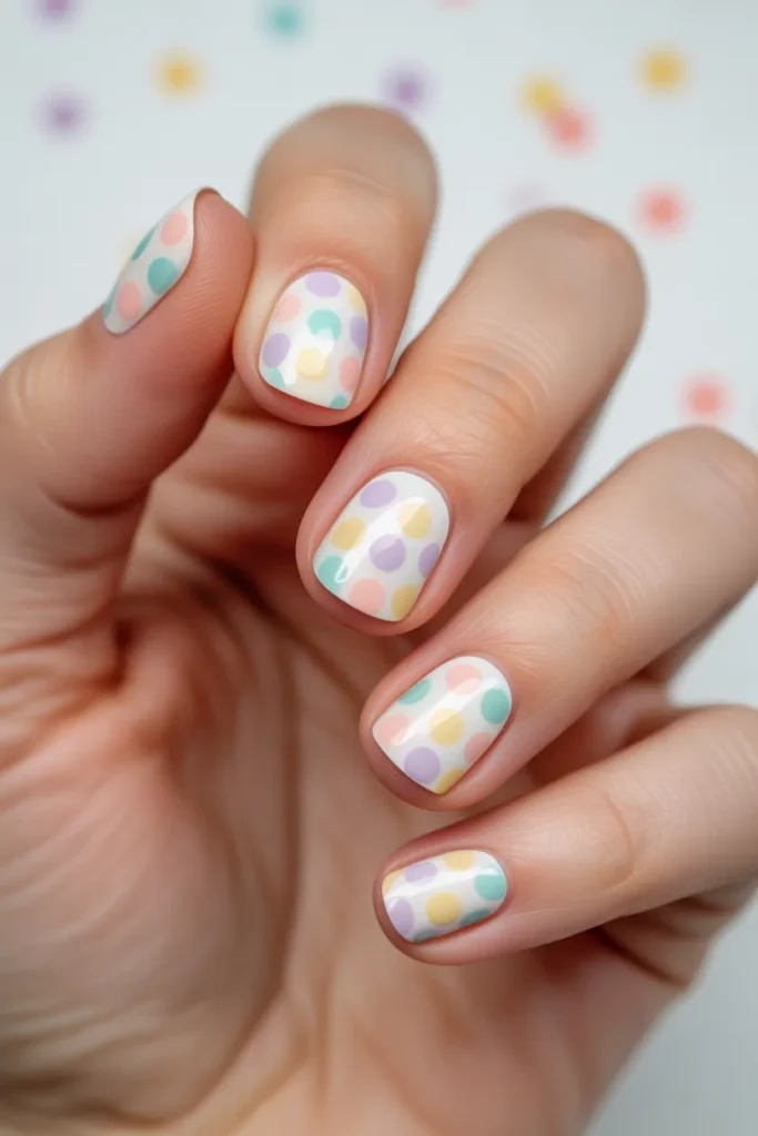 9. Spring Polka Dot Nails — Simple and Playful
