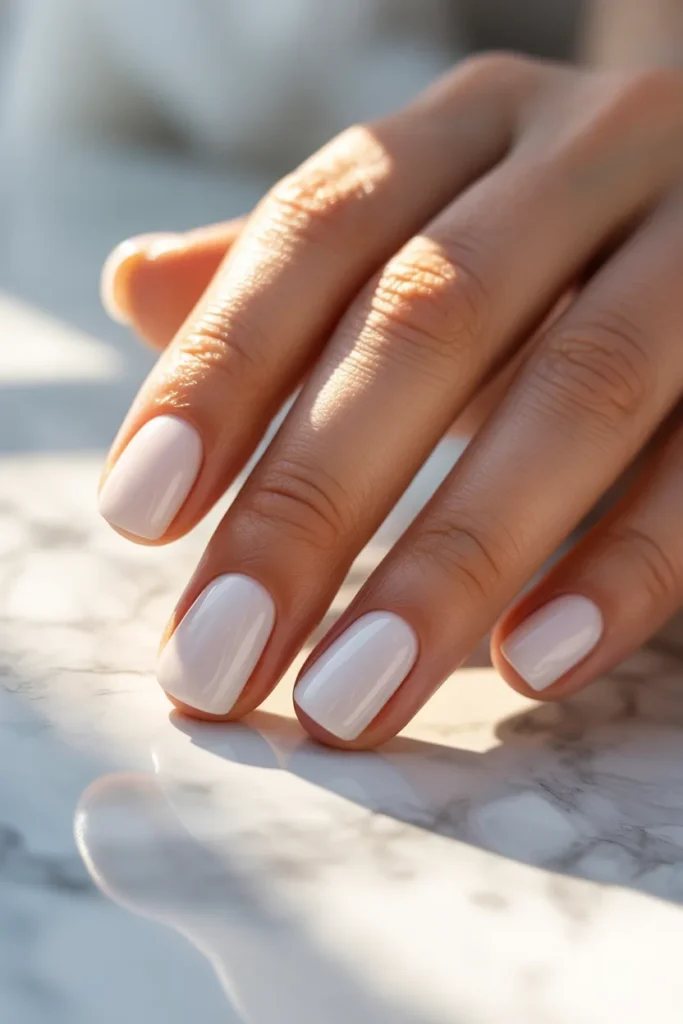 9. White Spring Nails Square — Clean Modern Look