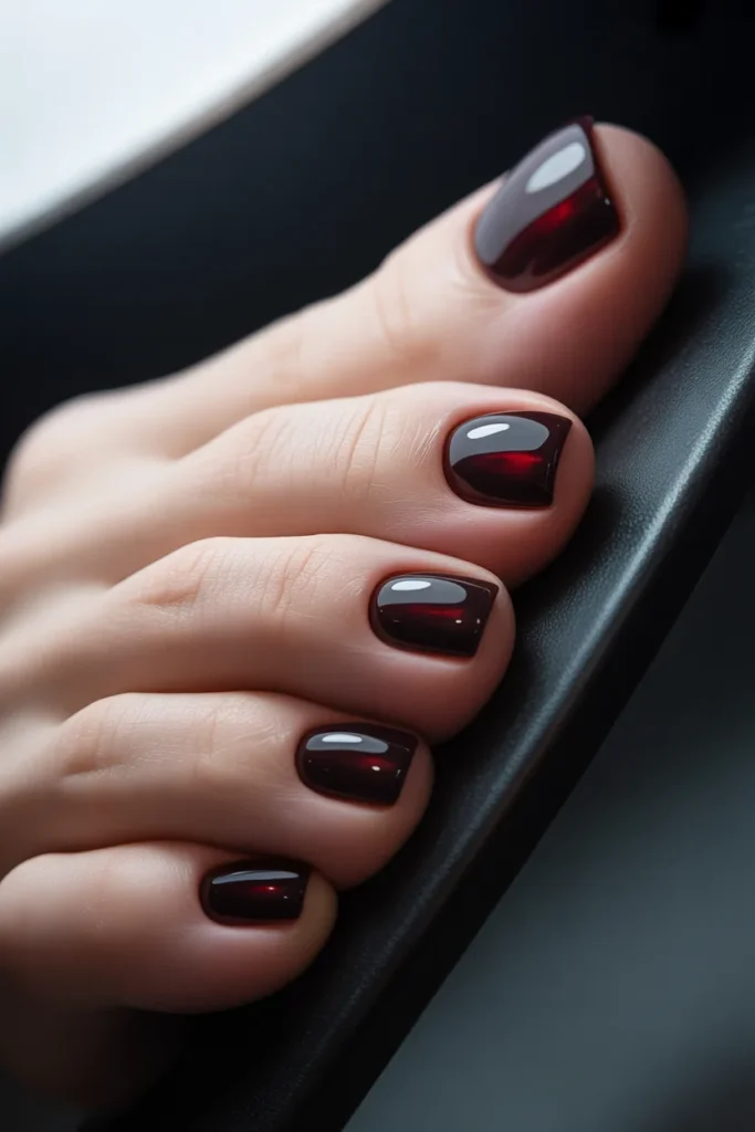 9. Winter Pedicure Dark Toenail Colour — Black Cherry