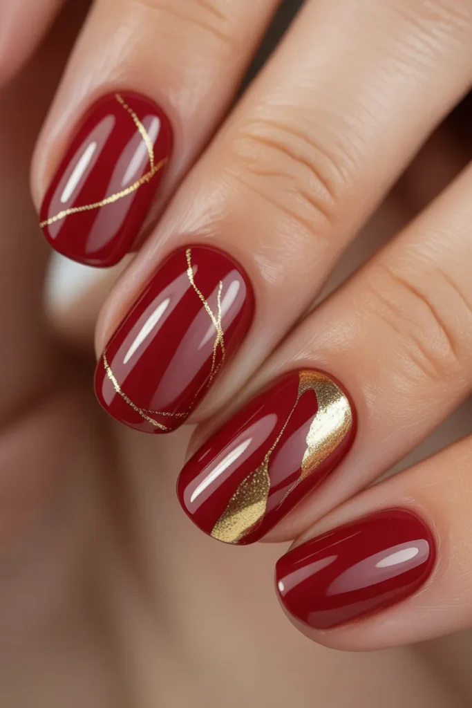 Red and Gold Nail Art — Gorgeous Nails for Fair Skin