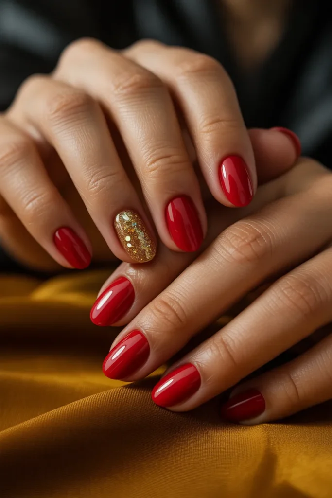01 Classic Red Gel with Gold Glitter Accent