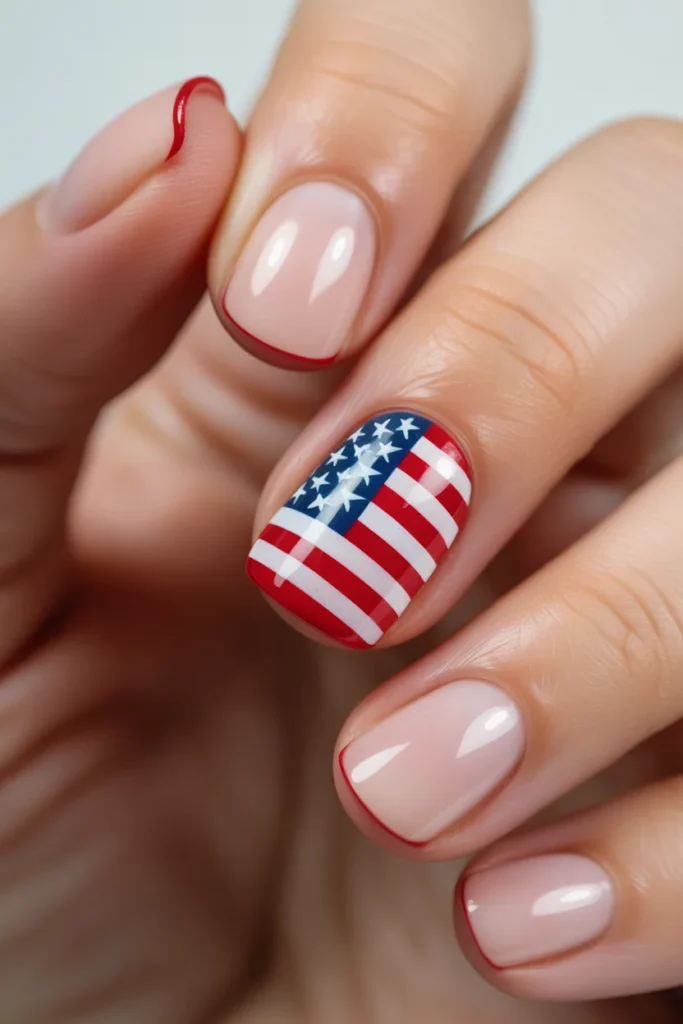02 American Flag Nail Art — Accent Nail