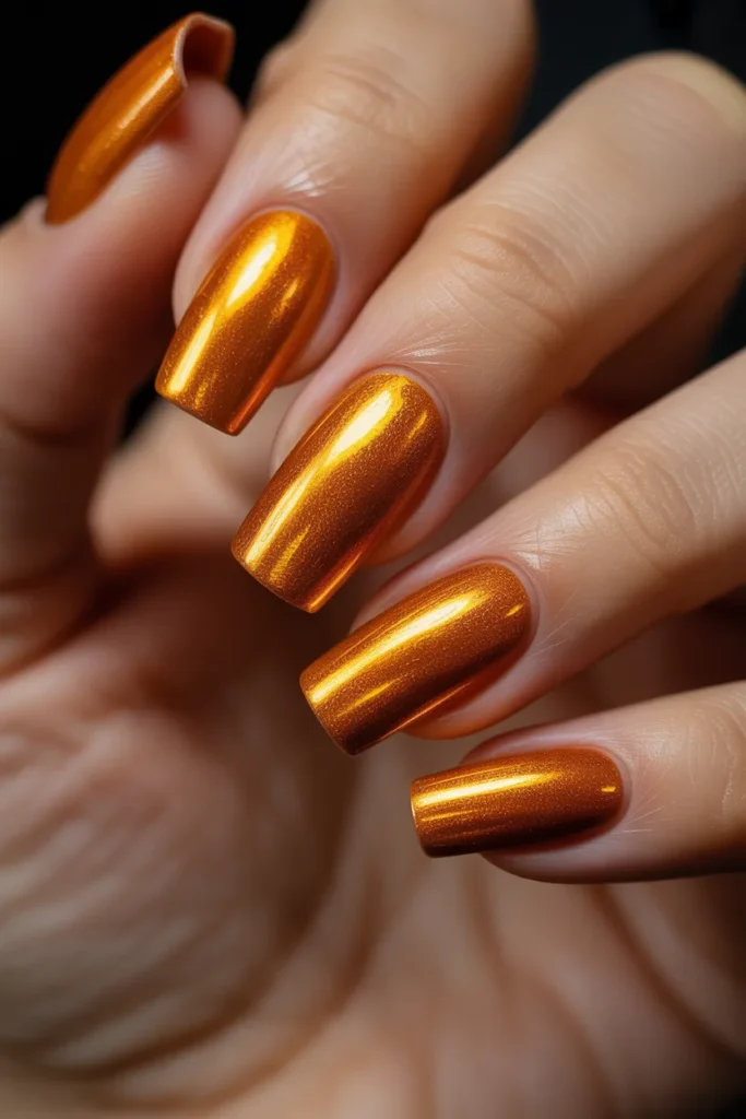 03 Orange Chrome Nails — Mirror Finish · Advanced
