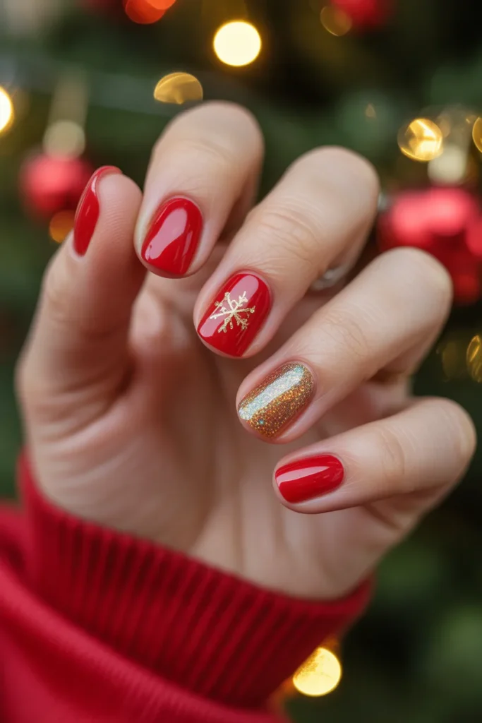 03 Red and Gold Nails for Christmas