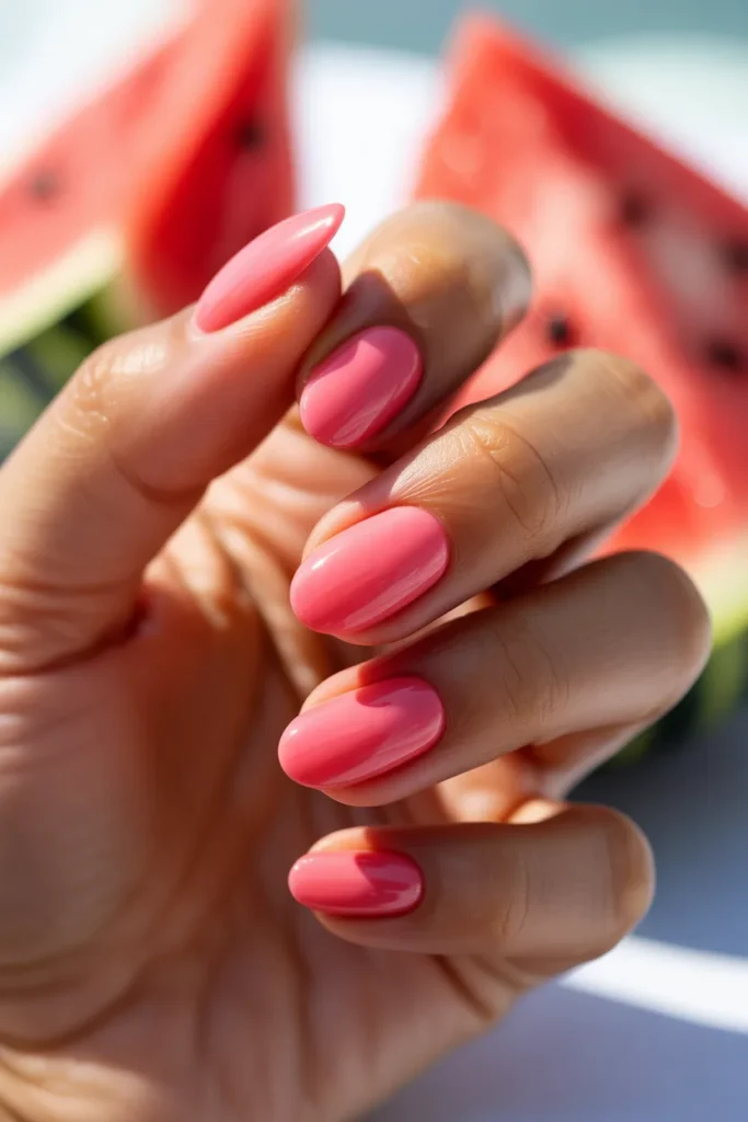 03 Watermelon Pink Nails — Solid Color Set · Beginner · All Tones