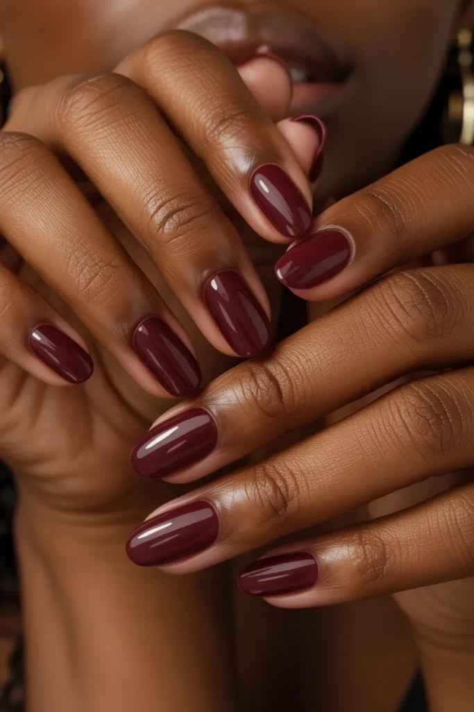 04 Deep Burgundy Nails for Black Women — Jewel Tone Power · Beginner