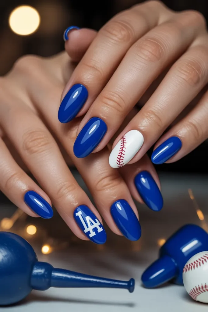 Baseball Nails 5 04 Dodger Blue Baseball Nails