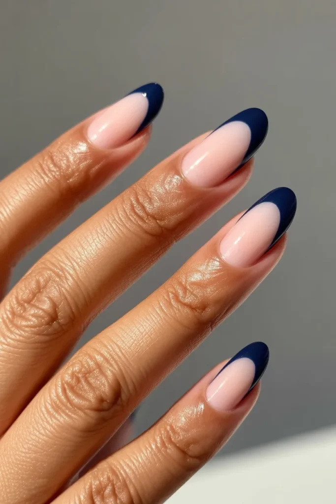 04 Navy Blue French Tip — Elegant 4th of July · Intermediate