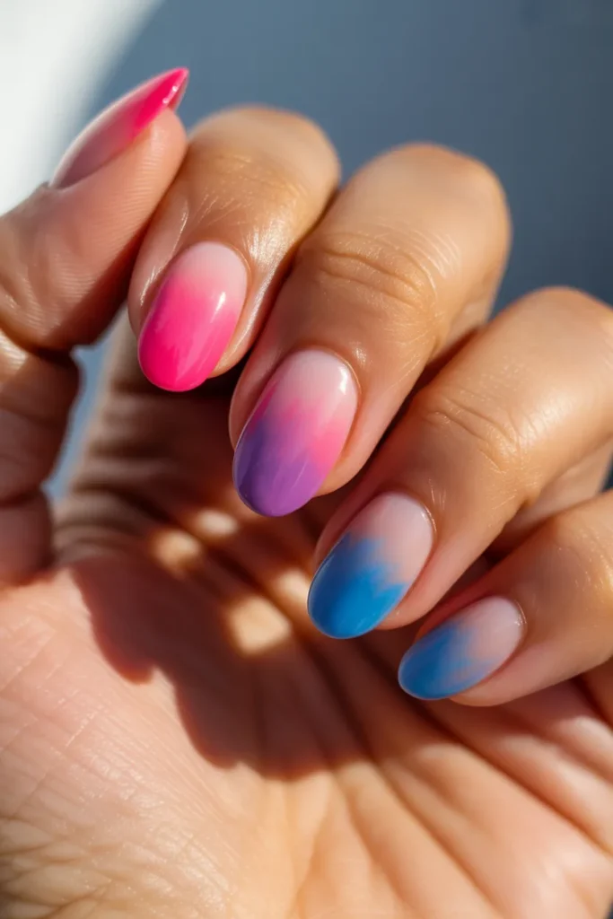 04 Summer Ombre Nails Pink and Blue — Sunset Sky 1 1
