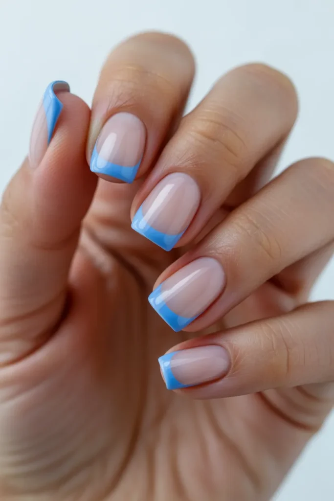 05 Baby Blue French Tips — Square