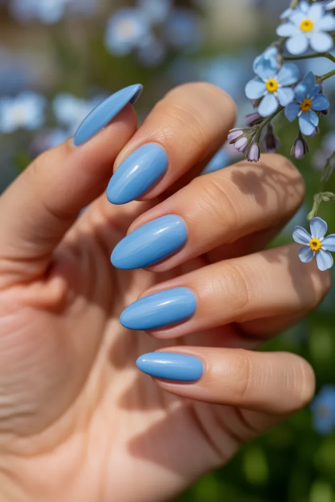 05 Baby Blue Short Almond Nails