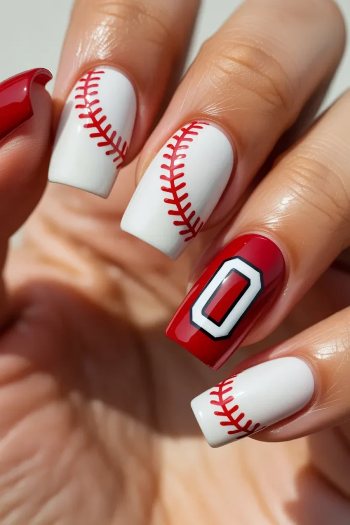 Baseball Nails 6 05 Baseball Nails with Number Accent