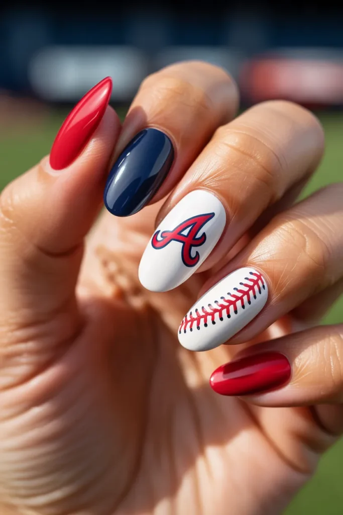 Baseball Nails 7 06 Atlanta Braves Tomahawk Nails