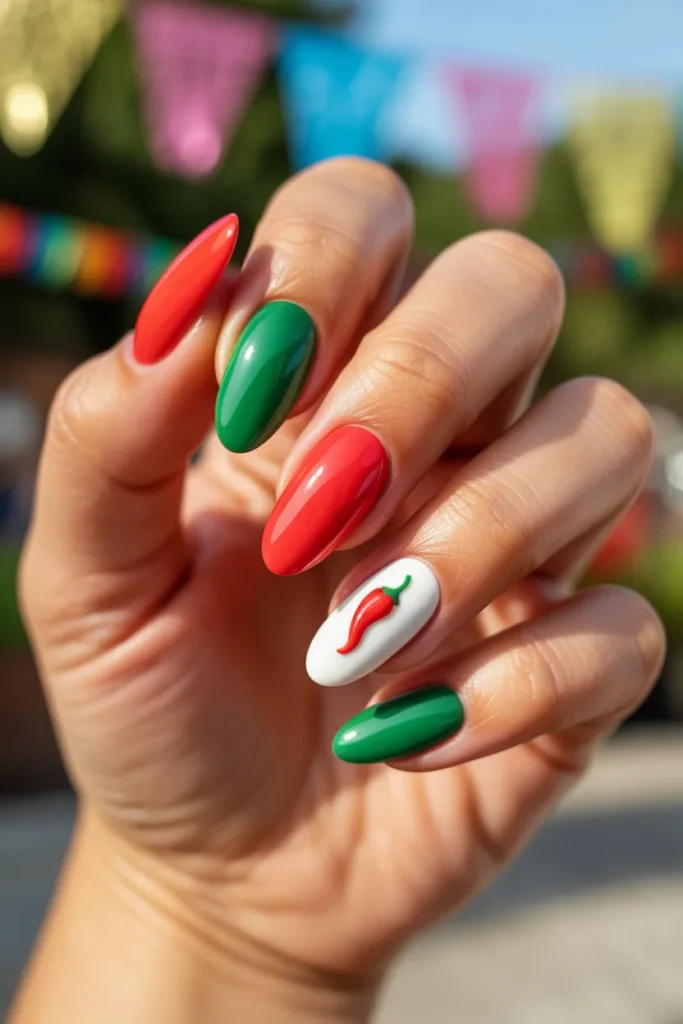 06 Cinco de Mayo Nails — Red White Green