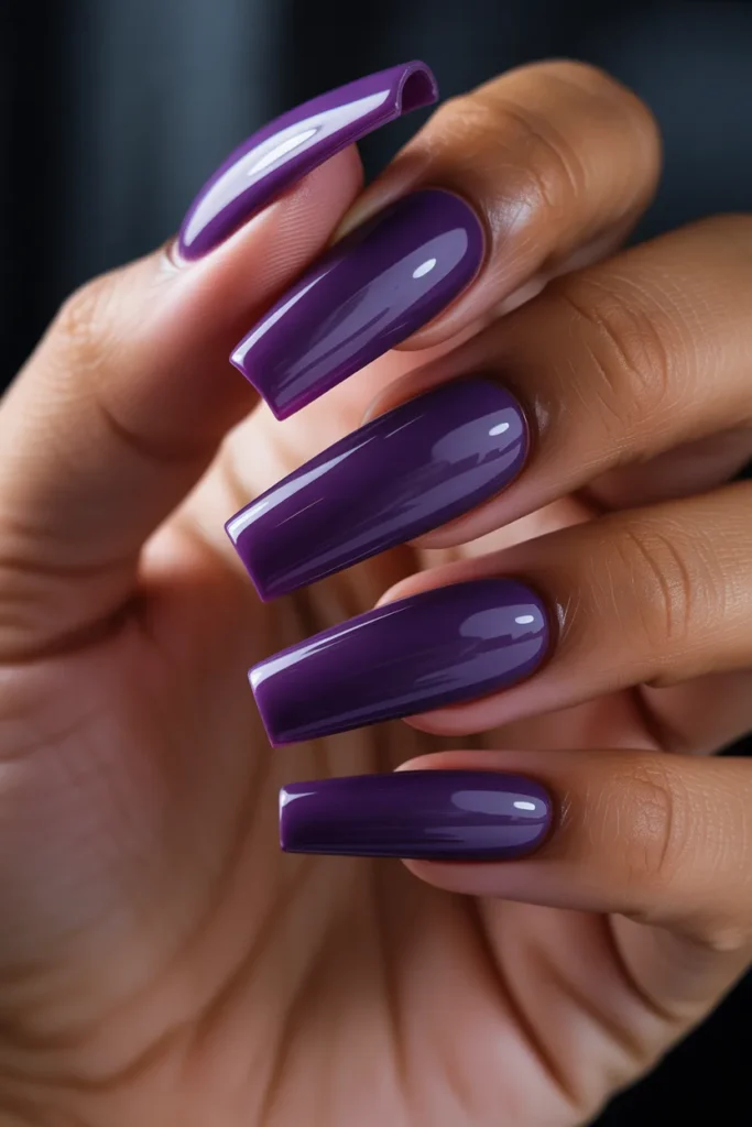 07 Deep Violet Coffin Nails — Acrylic