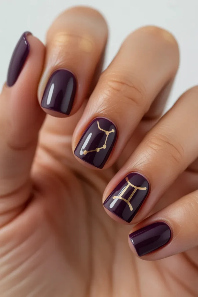 07 Gemini Nails Short — Simple Zodiac · Beginner