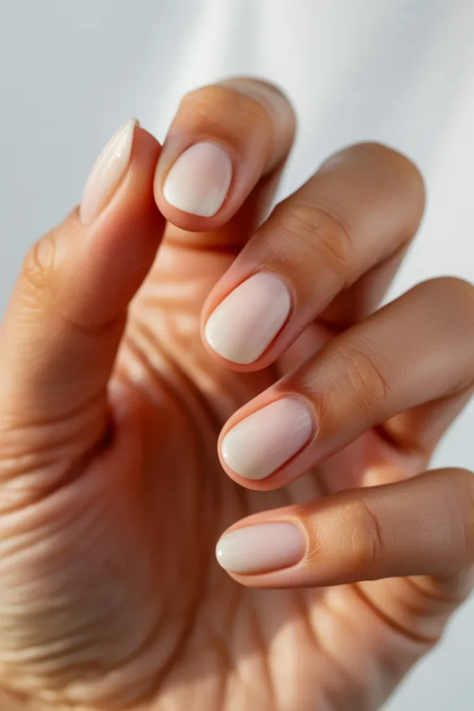 07 Milky White Short Nails — Oval