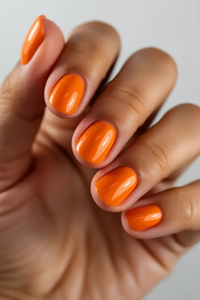07 Orange Nails Short — Simple Gel · Beginner · All Tones