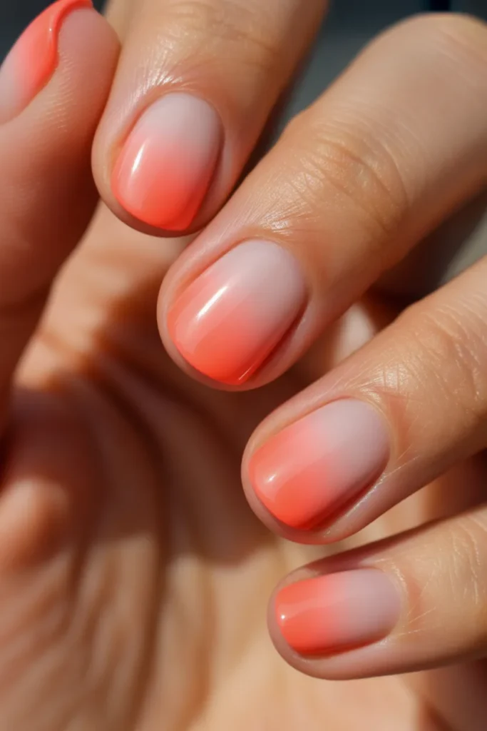 07 Summer Ombre Nails Short — Simple Two Colour