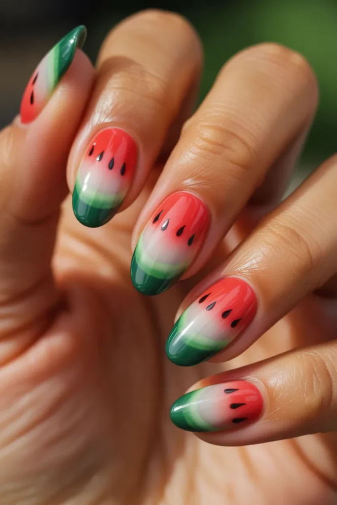 08 Watermelon Nails Summer — Gradient Ombre · Intermediate