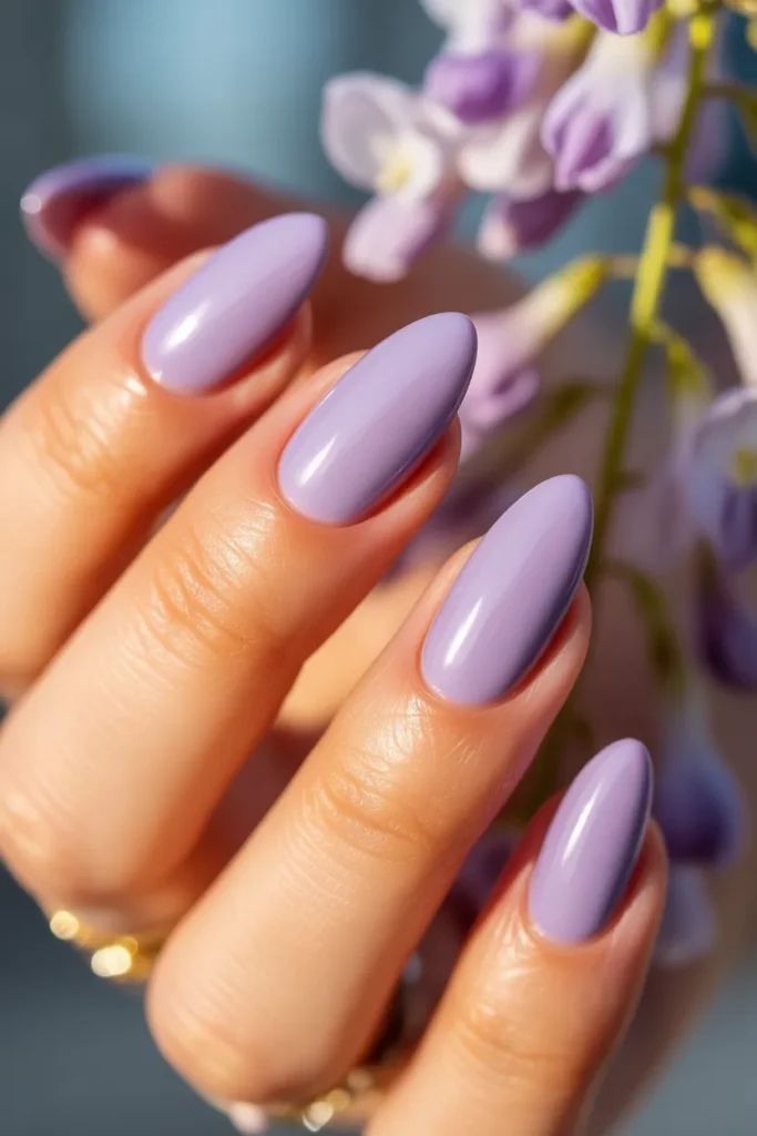 09 Lavender Purple Short Almond Nails