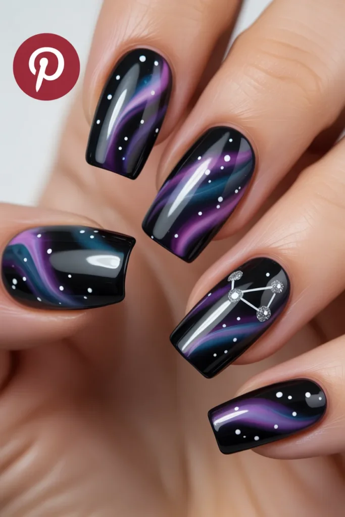 1 — Deep Space Purple Galaxy Nails