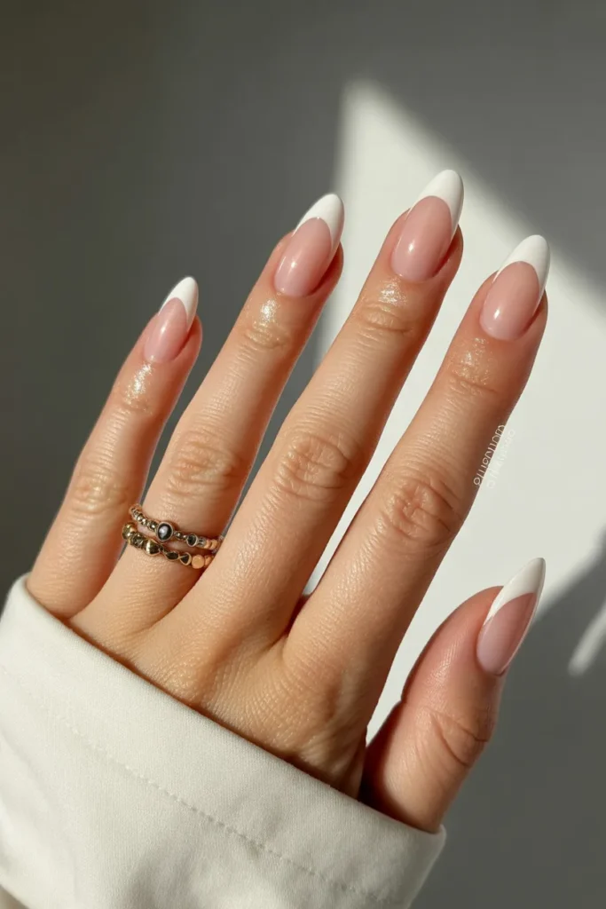 1. Classic Sheer Nude with White Tips — The Elevated Staple