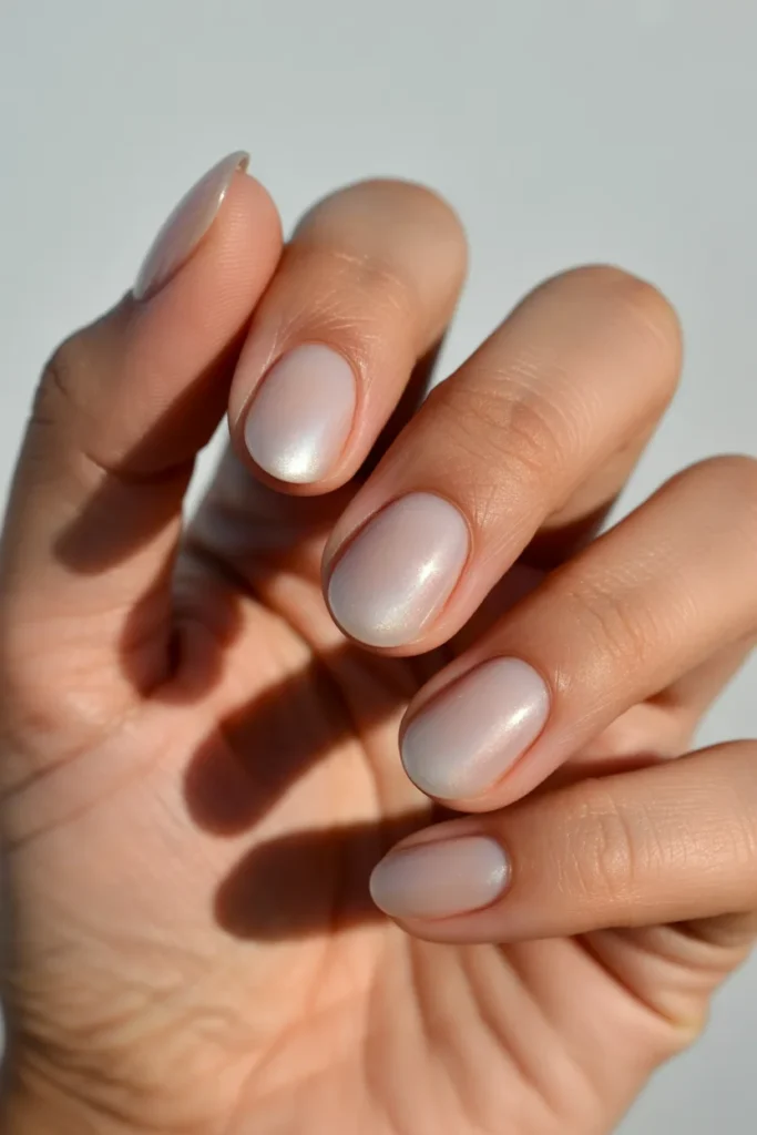 1. Sheer Milky Nude Oval Nails — The Everyday Essential