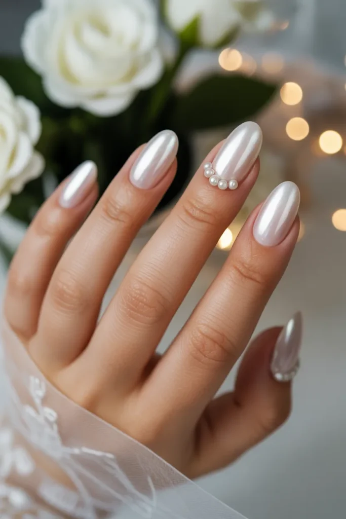 10 Milky White Bridal Nails — Wedding