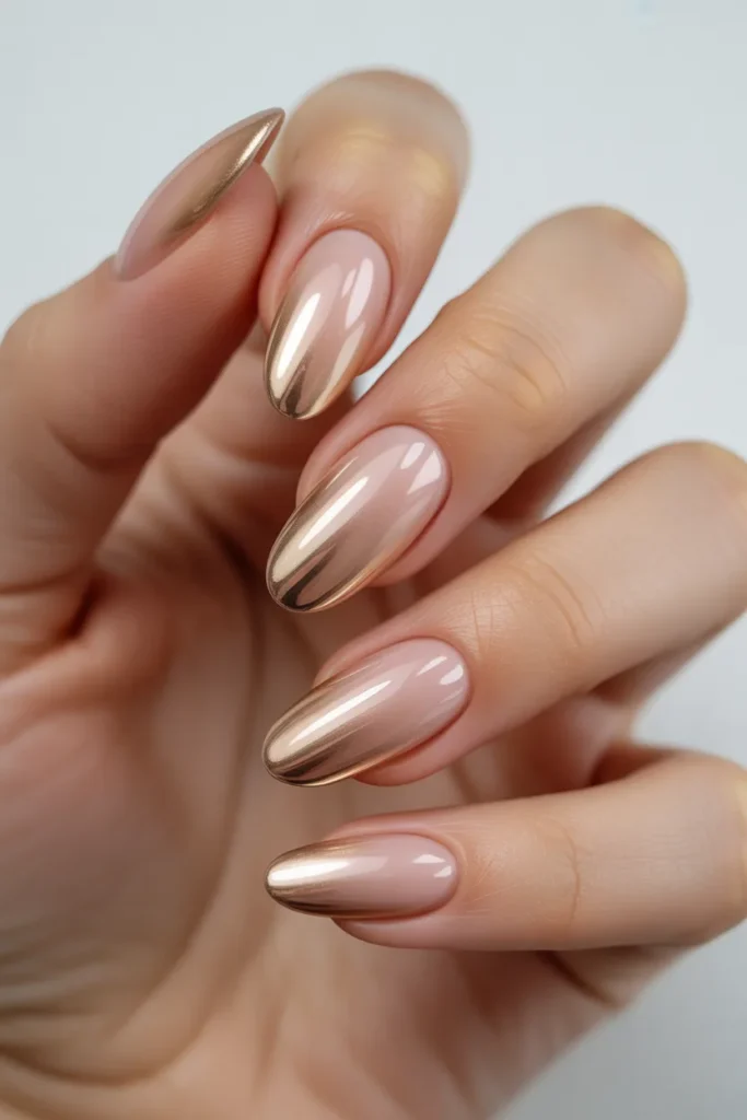 10. Gold Chrome Ombre Nails