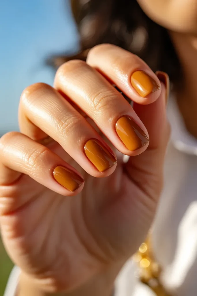Short Acrylic Nails 11 10. Medium Skin Warm Caramel