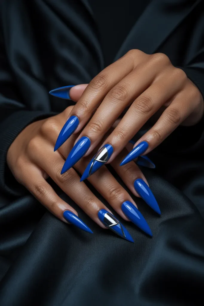 10. Royal Blue Stiletto Nails